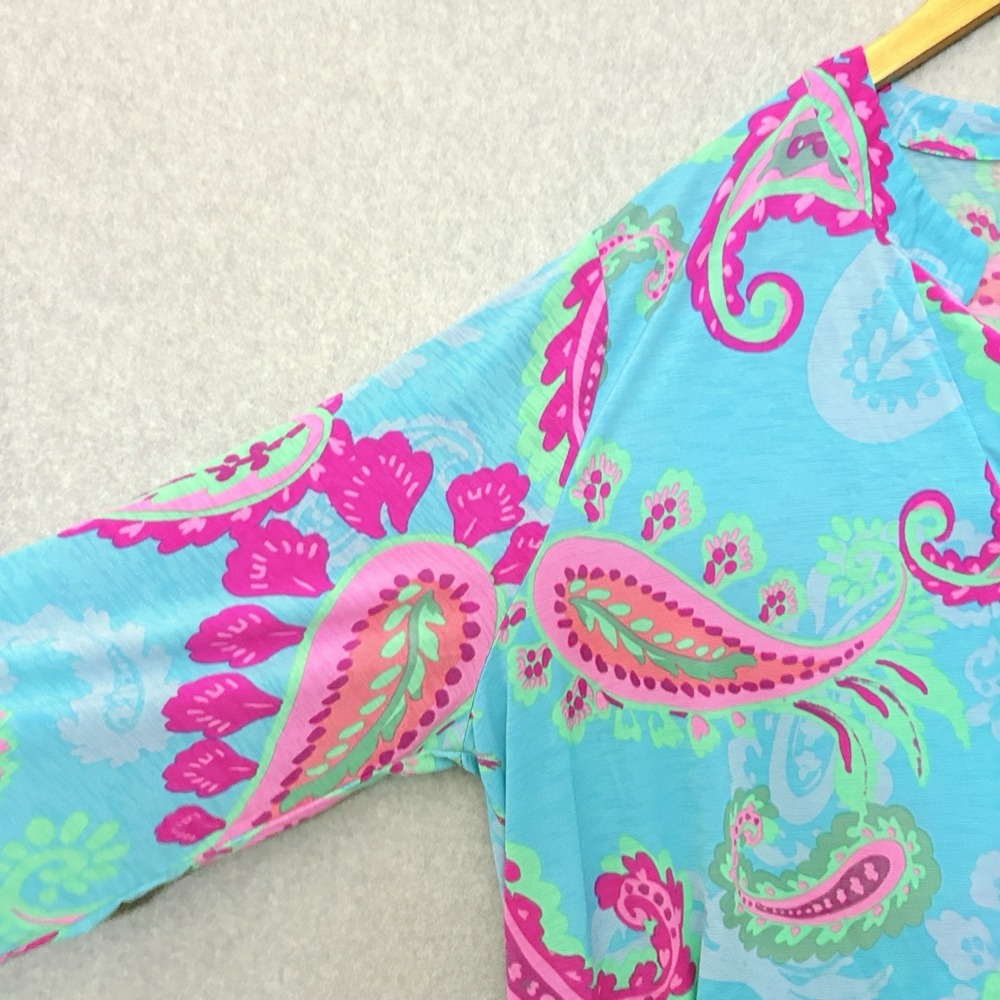 Dear Scarlett Tunic Top Size 3X Plus Bright Pop Art Paisley Stretchy Flowy Teal - Picture 4 of 8
